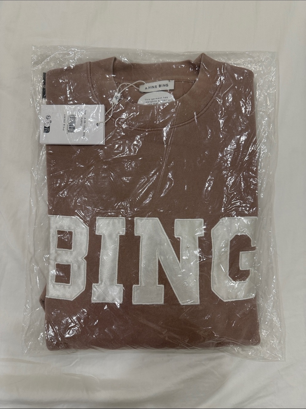 Anine Bing Taupe Sweatshirt with White Logo
